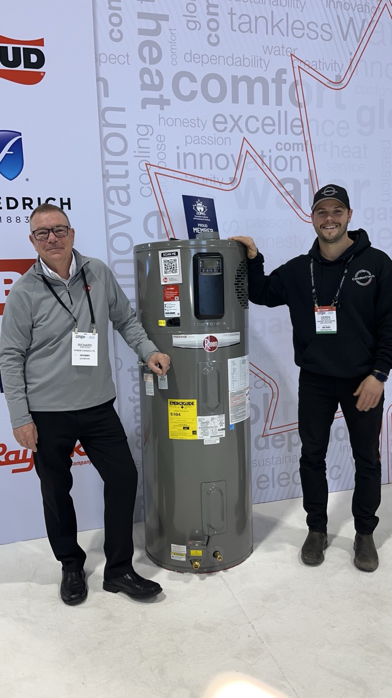 Rheem hybrid electric water heater installed in Ottawa home utility room